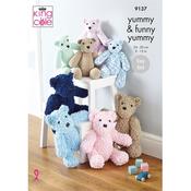 King Cole Pattern 9137 Teddies in Yummy &amp; Funny Yummy image