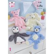 King Cole Pattern 9145 Flat Snuggle Toys in Truffle