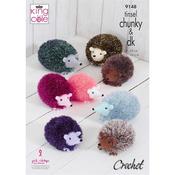 King Cole Pattern 9148 Hedgehogs Crocheted in Tinsel Chunky
