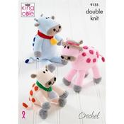 King Cole Pattern 9155 Amigurumi Crocheted Cows in DK