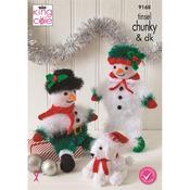 King Cole Pattern 9168 Mr &amp; Mrs Twinkle &amp; Snowflake in Tinsel Chunky, Glitz DK, Cuddles  image