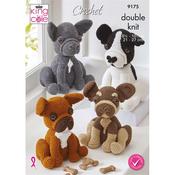 King Cole Pattern 9175 Toy Dog: Amigurumi French Bulldogs in Big Value DK 50g &amp; Pricewise
