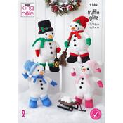 King Cole Pattern 9182 Snowmen in Truffle Glitz image