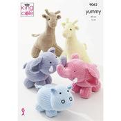 King Cole Pattern 9062 Giraffe, Hippo, Elephant, Toys in Yummy