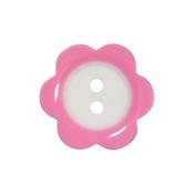 2 Hole Flower Button 15mm Pink/White