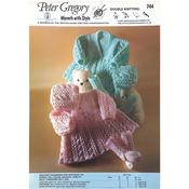Peter Gregory Pattern 744 Matinee Coats, Bonnet &amp; Socks in Double Knitting