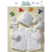 Pattern 956 Matinee Coat, Bonnet, Mittens and Bootees in Baby DK image