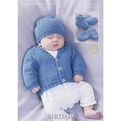 Sirdar Snuggly Pattern 1365 Cardigan, Hat, Bootees &amp; Mittens in Snuggly DK