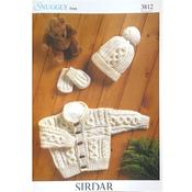 Sirdar Pattern 3812 Cardigan, Hat &amp; Mittens in Aran 