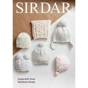 Sirdar Pattern 5181 Hats in Supersoft Aran Rainbow Drops