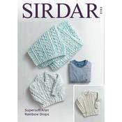 Pattern 5183 Sweaters and Blanket Knitted in Supersoft Aran Rainbow Drops