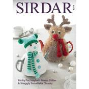 Sirdar Pattern 8219 Tea Cosies in Funky Fur, Hayfield Bonus Glitter &amp; Snuggly Snowflake Chunky image