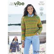 Stylecraft Pattern 10021 Sweater &amp; Cardigan in That Colour Vibe Chunky