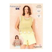 Stylecraft Pattern 10208 Crochet Flower Motif Top &amp; Sweater in Cotton Twist dk &amp; Colour Burst dk