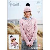 Stylecraft Pattern 9555 Sweater, Snood &amp; Hat in Special Aran with Wool 