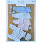 Teddy Pattern 7138 Cardigans &amp; Bonnet in 4 Ply        C