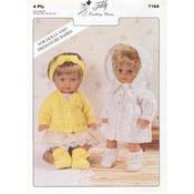 Teddy Pattern 7164 Doll's/Premature Baby Cardigan &amp; Matinee Sets in 4 Ply