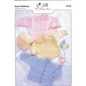 Teddy Pattern 7174 Sweater, Cardigan &amp; Hat in Aran 