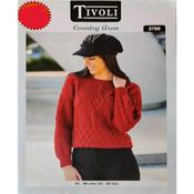 Pattern 3766 Ladies Diamond Sweater Knitted in Aran