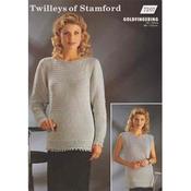 Gold Rush Goldfingering Pattern 7207 Long Sleeved &amp; Sleeveless Tunics (crochet)