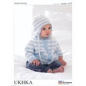 UKHKA Pattern 113 Striped Cardigan Scarf &amp; Hat in DK