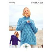 UKHKA Pattern 225 Ladies Sweaters in Chunky