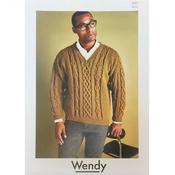 Wendy Pattern 6167 Men's Aran V-Neck Sweater image