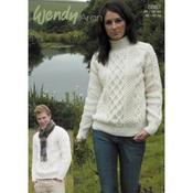 Wendy Pattern 5587 His &amp; Hers Double Cable Sweater in Aran with Wool