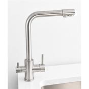 Elvion Tri-Flow Kitchen Tap Square Satin Nickel
