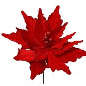 Poinsettia On Stem Velvet Red image