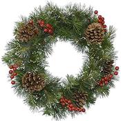 Ipswich Snowy Christmas Wreath With Pinecones And Berries image