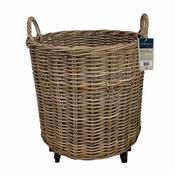 Premium Kubu Round Basket With Handle &amp; Wheels Large