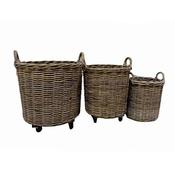 Premium Kubu Square Basket With Handle &amp; Wheels Medium