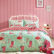 Howdy Santa Christmas Duvet Set Green Double