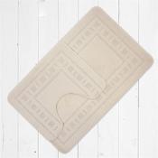 Catherine Lansfield Armoni Bath Mat &amp; Pedestal Mat Set Cream image