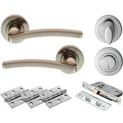 Carlisle Tavira Lever On Rose Wc Door Pack Satin Nickel Finish