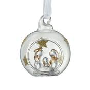 Clear &amp; Gold Star Bauble With Nativity 4Cm image