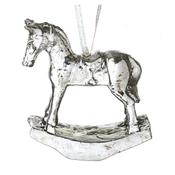 Silver Rocking Horse Hanging Decoration 6Cm image