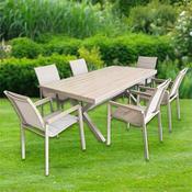 Lioni Aluminium &amp; Polywood Rectangle 6 Seater Set