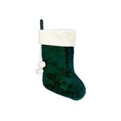 Green Stocking White Faux Fur Trim Pom Poms 60Cm image