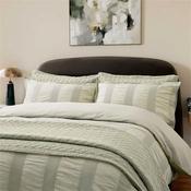 Bedeck Of Belfast Woven Waffle Stripe Sage Duvet Set Double image