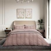 Bedeck Of Belfast Woven Waffle Stripe Pink Duvet Set Double image