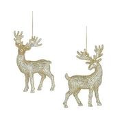 Premier Champagne Glittered Reindeer Hanging Decoration 12Cm image