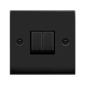Click Deco Matt Black 10A 2 Gang Switch image