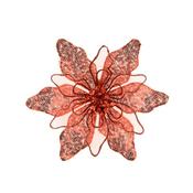 Sequin-Chiffon Poinsettia Clip Burgundy