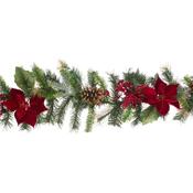 Poinsettia Berry Pine Garland image
