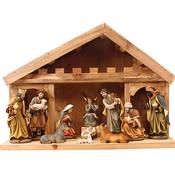 All-in-One Resin Nativity Set with Wood Shed and 11 Fixed Figures image