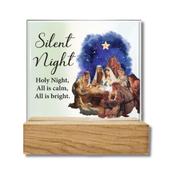 Silent Night Glass and Wood Plaque