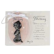 Bedtime Blessing Girl Plaque – 2.5" x 4" MDF Wood with Metal Motif &amp;amp; Ribbon