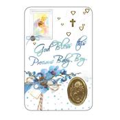 God Bless This Precious Baby Boy Keepsake Card – With Gold Foil Medal &amp;amp; Prayer